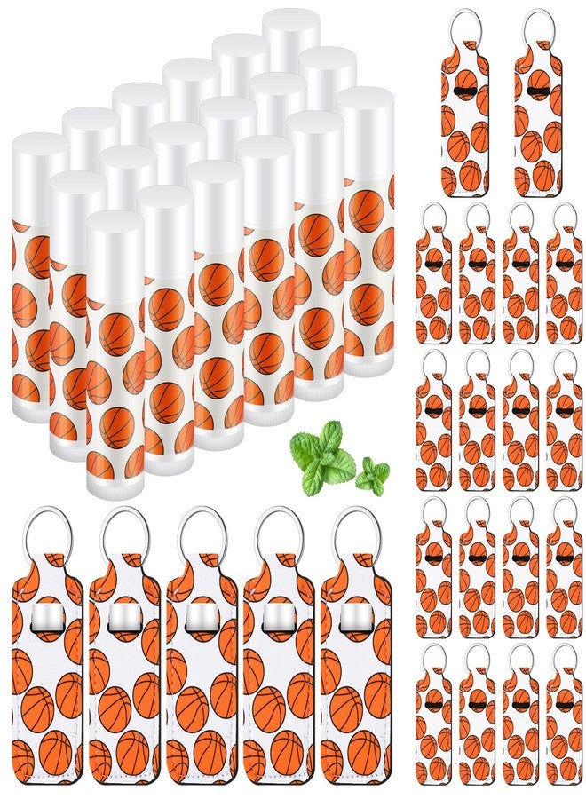 Swiffen 18 Sets Basketball Party Favors Lip Balm and Holder Keychain Bulk Basketball Senior Night Party Supplies Natural Moisturizing Lip Balm Keychains Pouch for Sports Fans Team Gifts - Image 1
